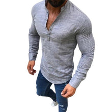 Load image into Gallery viewer, Polo Shirt streetwear Casual Long Sleeve V Neck Solid Color